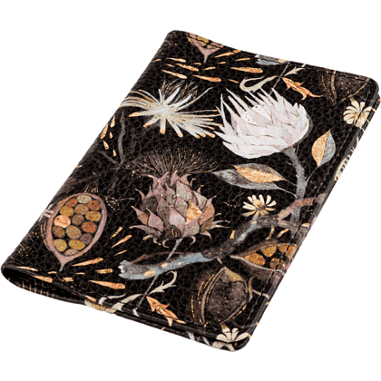 Обложка для паспорта "Flora. Ночные цветы", кожзам., черный - 4