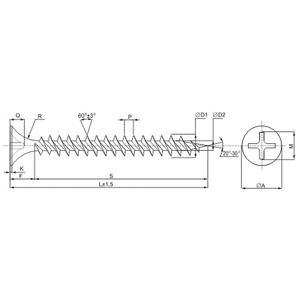 Саморез 3.5х35 мм для монтажа ГКЛ к металлу, фосфат, 1000 шт. - 2