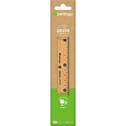 Линейка деревянная "Green Series", 20 см, блистер - 2
