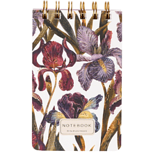 Блокнот "Flora. Ирисы", В6, 100 листов, линейка, спираль сверху, белый, фиолетовый