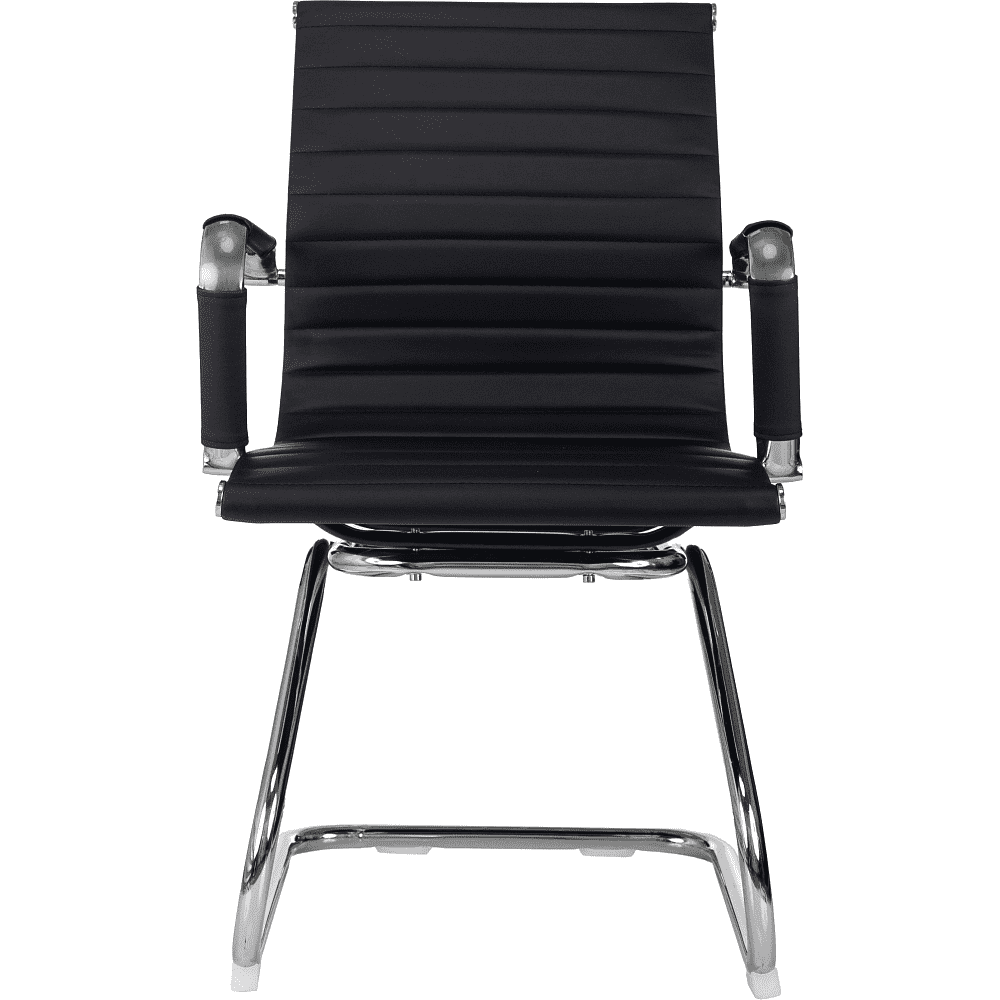 Кресло на полозьях "Бюрократ CH-883-LOW-V", экокожа, черный, металл хром - 2