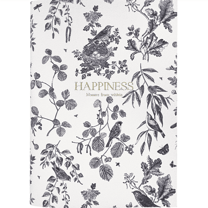 Ежедневник датированный "Happiness" на 2026 год, А5, 352 страницы, белый, черный