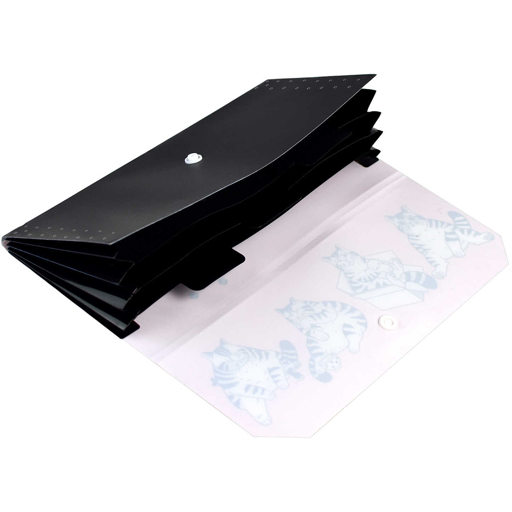 Папка-конверт на кнопке "Коты", А5, розовый, черный - 3