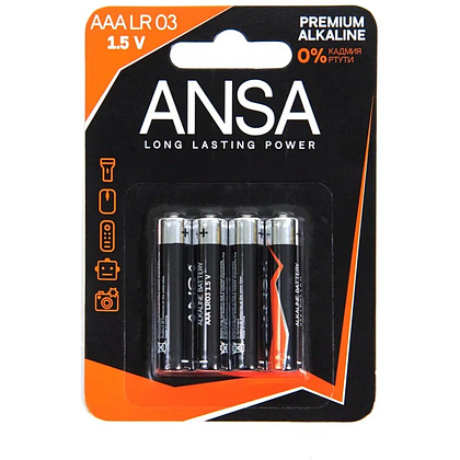 Батарейки алкалиновые ANSA "V LR03/BL-4 (AAA)", 12 блоков x4 шт,  щелочные