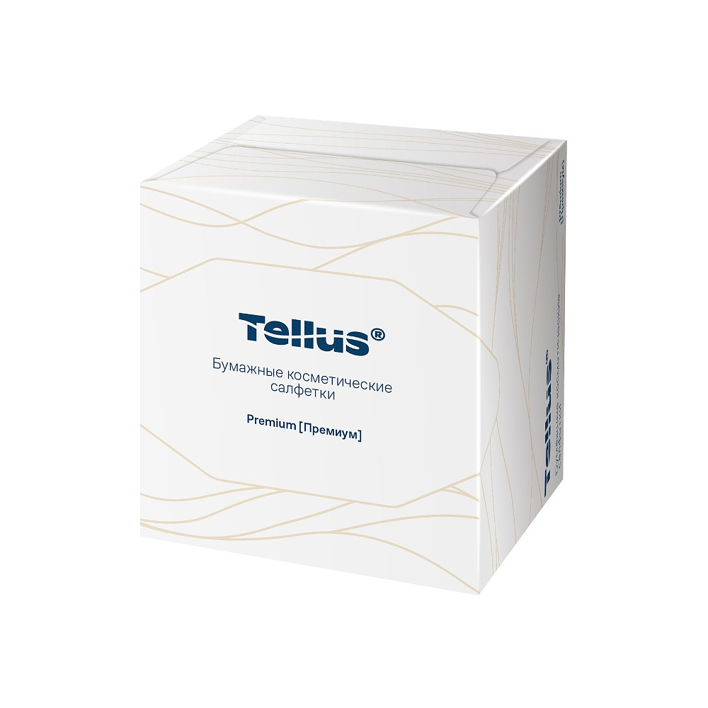 Салфетки Tellus Премиум для лица, 90 шт/упак, в кубе, белые - 3