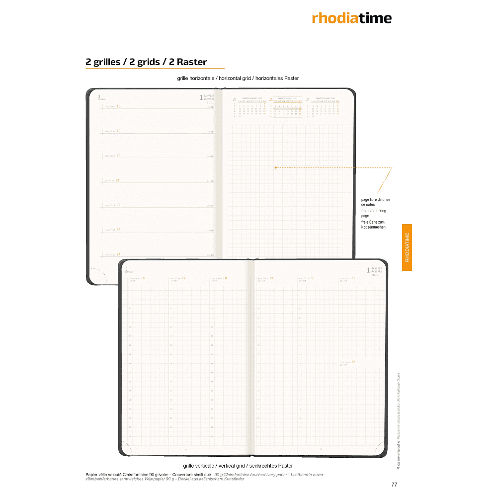Еженедельник датированный "Rhodiatime" 2025, А5, 80 листов, оранжевый - 2