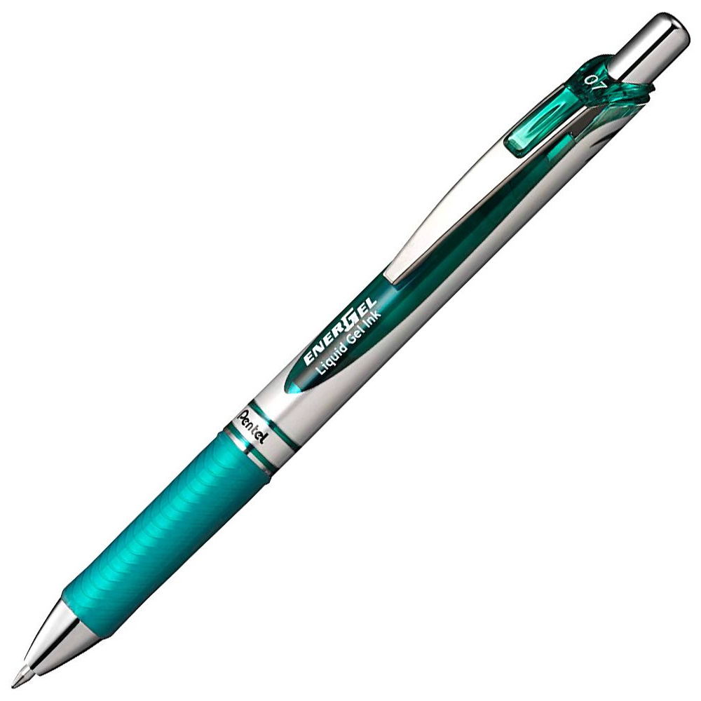 Ручка-роллер "Energel BL77", 0.7 мм, серебристый, бирюзовый, стерж. бирюзовый