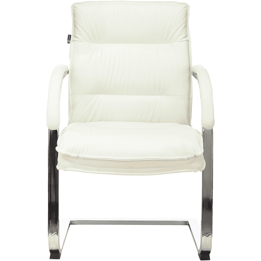 Кресло на полозьях "Бюрократ T-9927SL-LOW-V", натуральная кожа, слоновая кость, металл хром