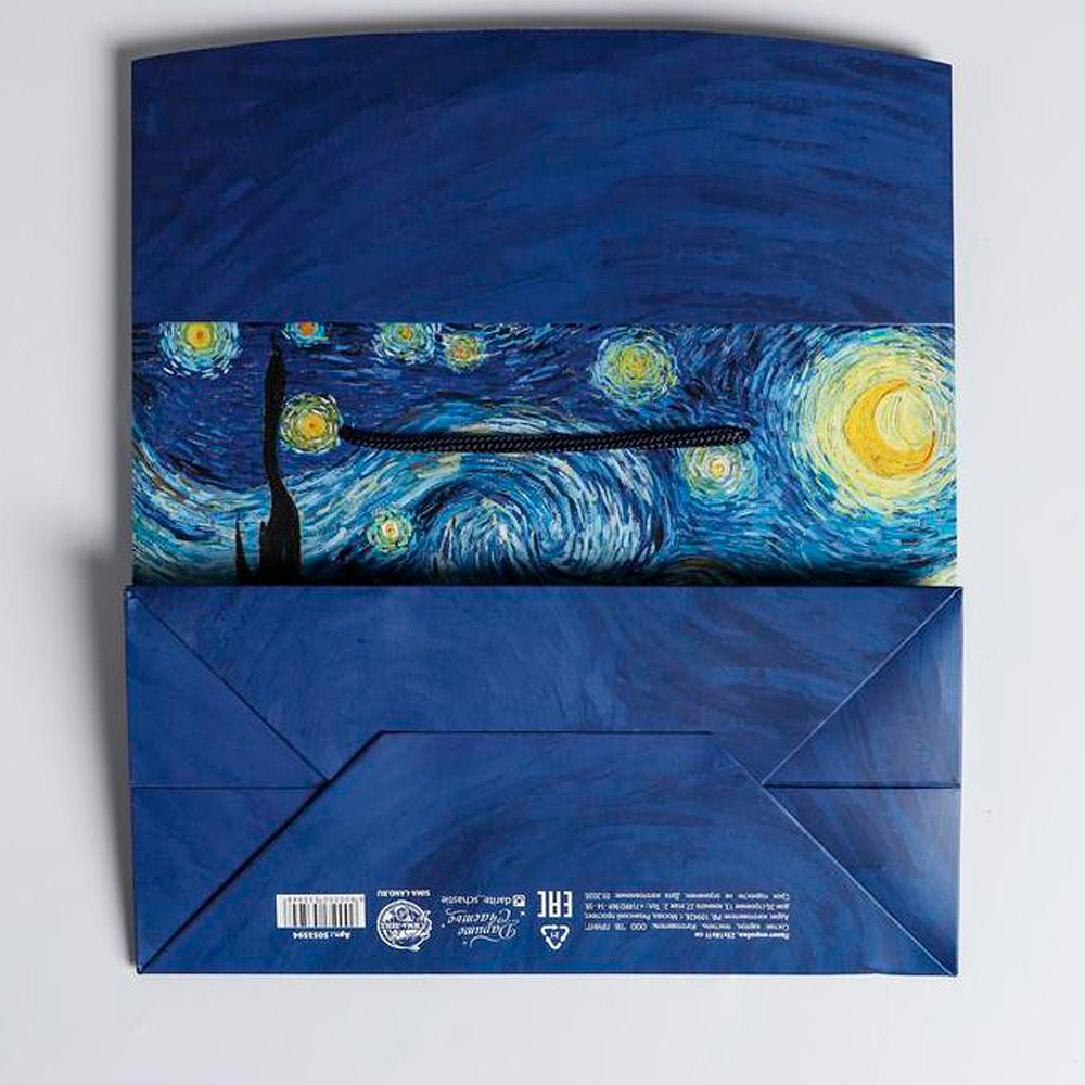 Коробка-пакет подарочная "Ван Гог", 23x18x11 см, синий - 5