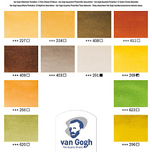 Набор красок акварельных "Van Gogh", оттенки природы, 12 цветов