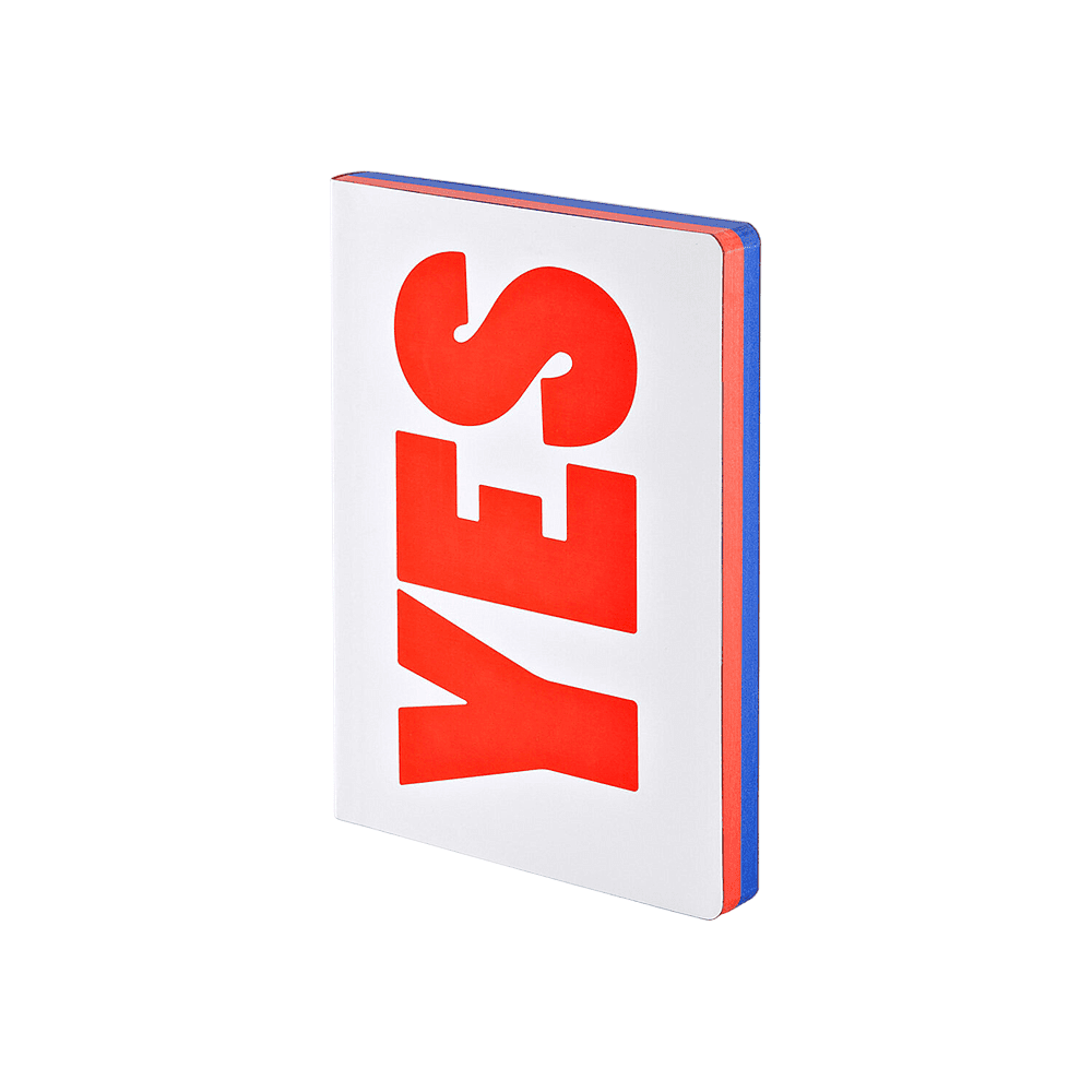 Блокнот "Yes-no", А5+, 128 листов, в точку, белый, срез красный, синий