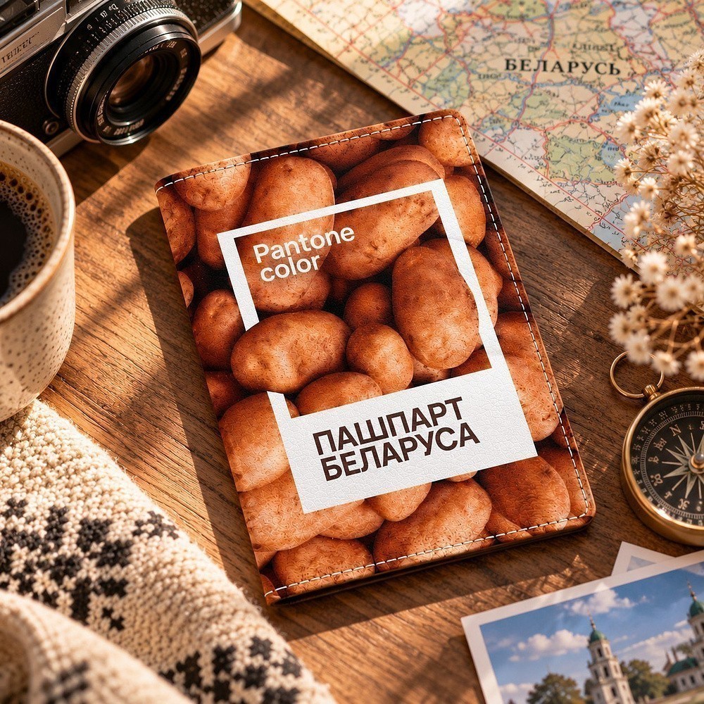 Обложка для паспорта "Pantone", натуральная кожа, разноцветный - 3