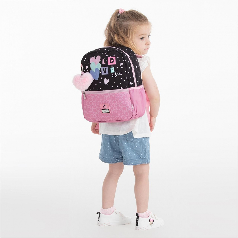 Рюкзак школьный Enso "Love vibes" M, черный, розовый - 9