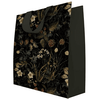 Пакет бумажный подарочный "Flora. Лесные ягоды", 26x32,4x13 см, зеленый