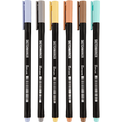 Ручка капиллярная "Sketchmarker Artist fine pen Pastel", 6 шт - 11