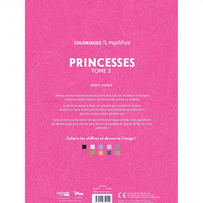 Раскраска по номерам на французском языке "Coloriages mystères Disney - Princesses. Tome 2" - 2