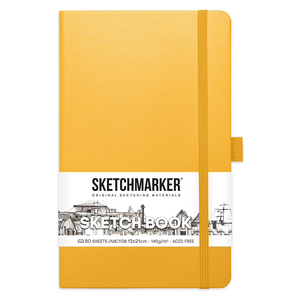 Скетчбук "Sketchmarker", 13x21 см, 140 г/м2, 80 листов, желтый