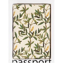 Обложка для паспорта "Flora. Олива", кожзам., белый, зеленый