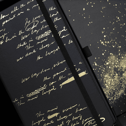 Блокнот "Total Black twilight gold", А5, 96 листов, линейка, на резинке, черный, золотистый - 4