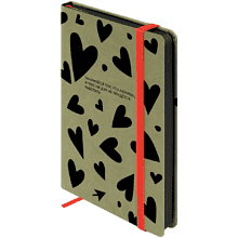 Книга записная "Сердца", А5, 120 листов, линейка, оливковый