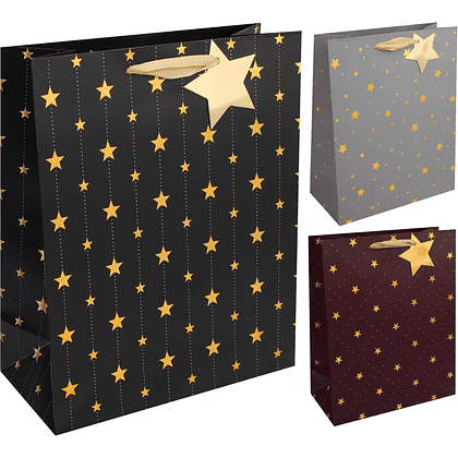 Пакет бумажный подарочный "Звёзды", 26х32х12 см, ассорти