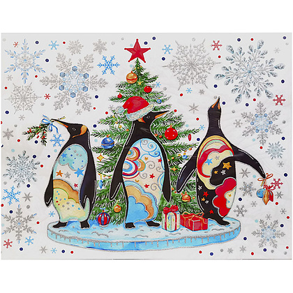 Наклейка декоративная на стекло "Веселые пингвины" - 2