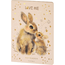 Тетрадь "Love me. Зайки", A5, 40 листов, клетка, бежевый