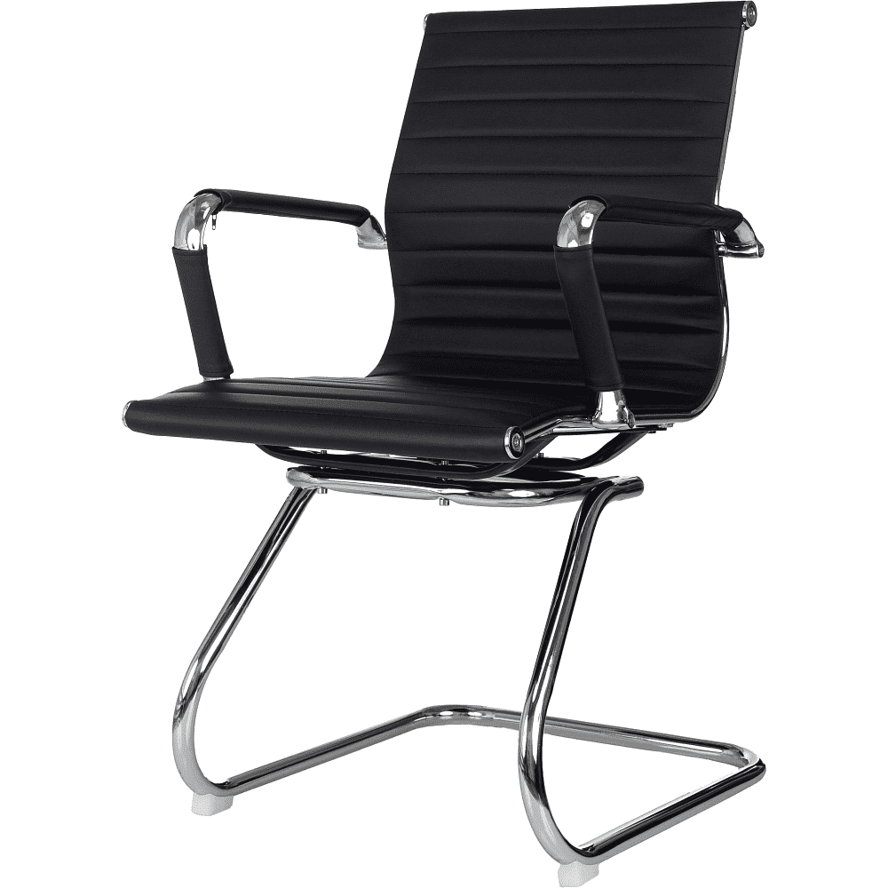 Кресло на полозьях "Бюрократ CH-883-LOW-V", экокожа, черный, металл хром - 3