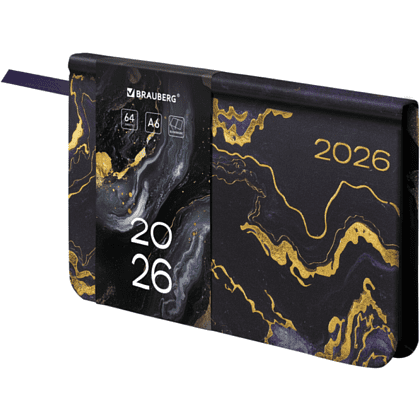 Еженедельник датированный "Vista. Black marble", фиолетовый, золотой, 2026