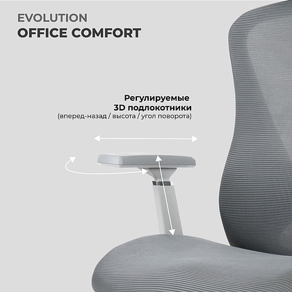 Кресло для руководителя EVOLUTION "OFFICE COMFORT", ткань, сетка, пластик, черный - 17