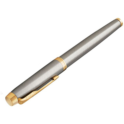 Ручка перьевая "Parker IM Brushed Metal GT", F, серебристый, золотистый, патрон черный - 4