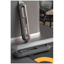 Нож строительный Deli HS EHT4008, 135x30 мм, трапеция, Soft Touch, черный