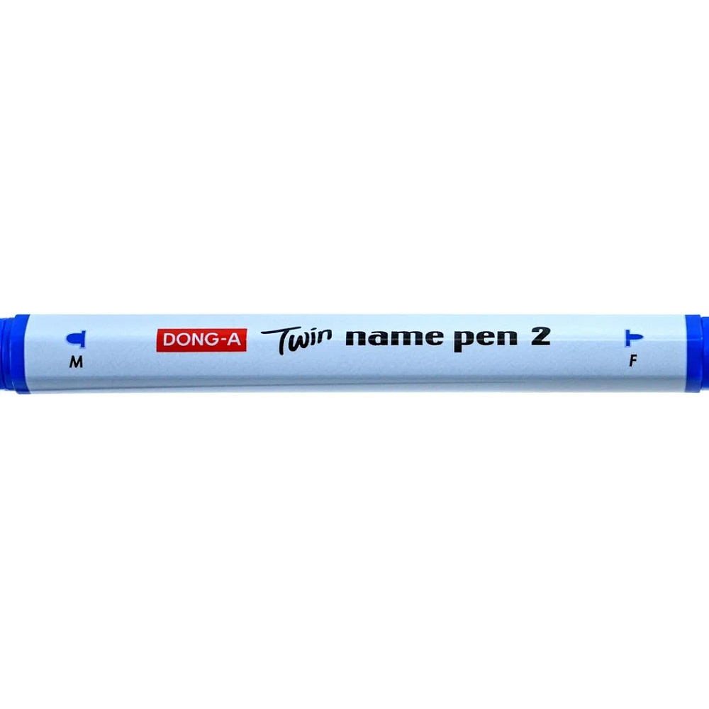 Маркер перманентный "Twin Name Pen", двусторонний, синий - 7