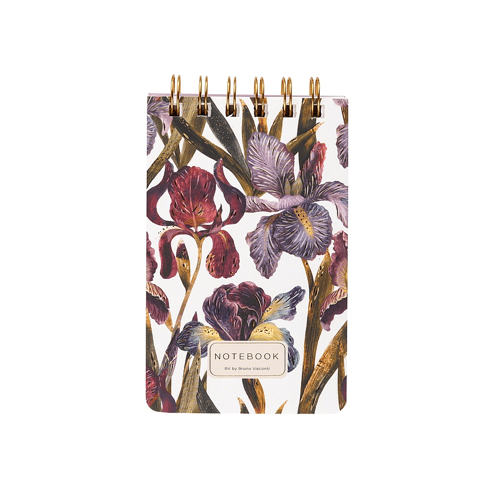 Блокнот "Flora. Ирисы", В6, 100 листов, линейка, спираль сверху, белый, фиолетовый - 2