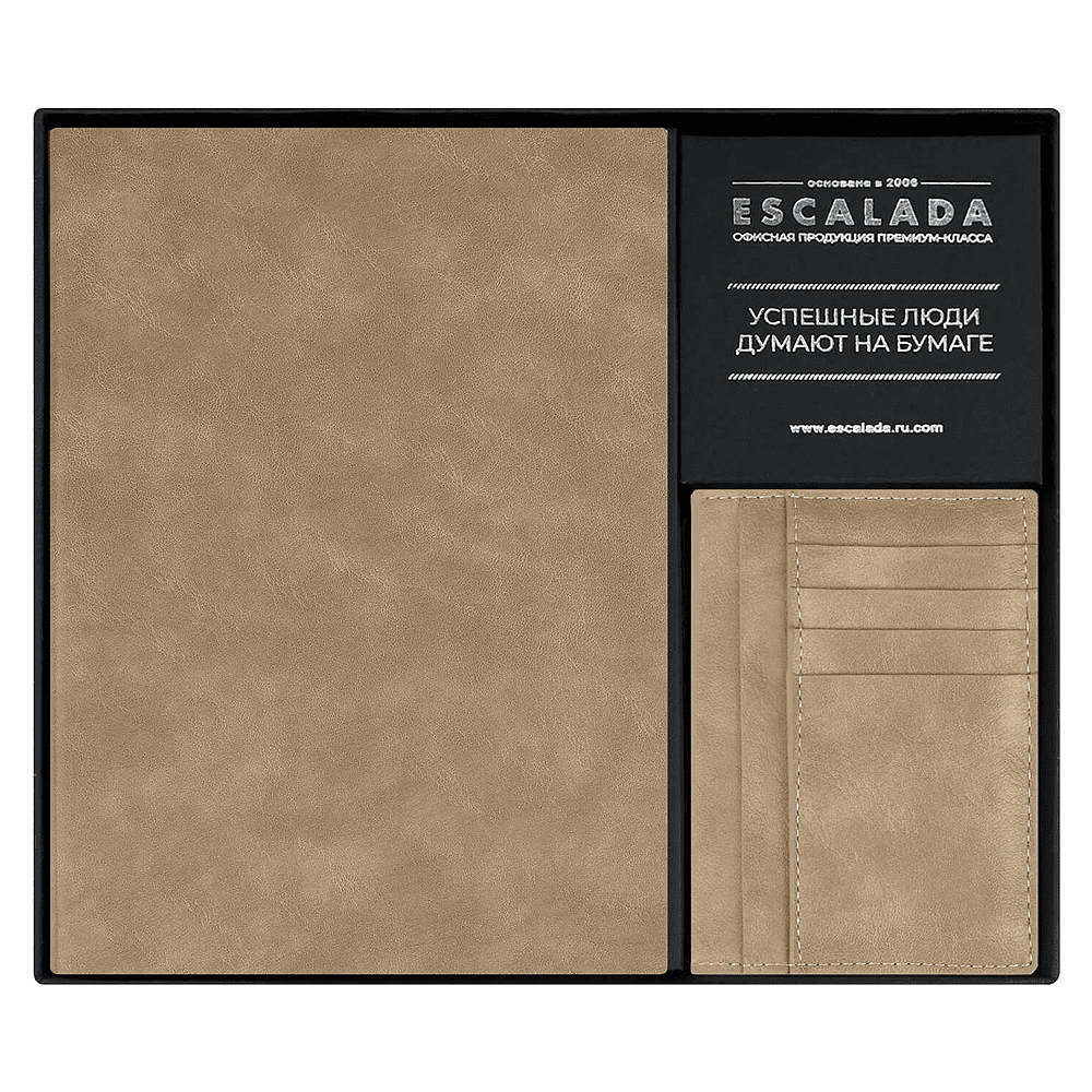 Набор ежедневник недатированный "Фланстэр", 320 страниц, + картхолдер, 100x140 мм., бежевый - 3