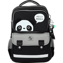 Рюкзак школьный "Happy School 1 Panda", черный, серый