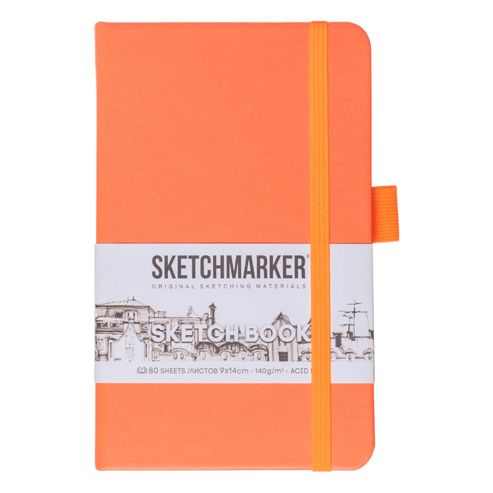 Скетчбук "Sketchmarker", 9x14 см, 140 г/м2, 80 листов, неоновый коралл
