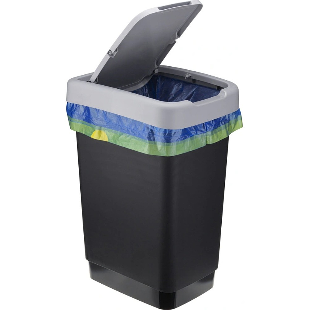 Урна для мусора IDEA, 25 л, пластик, черный, серый - 6 Урна для мусора IDEA, 25 л, пластик, черный, серый - 6