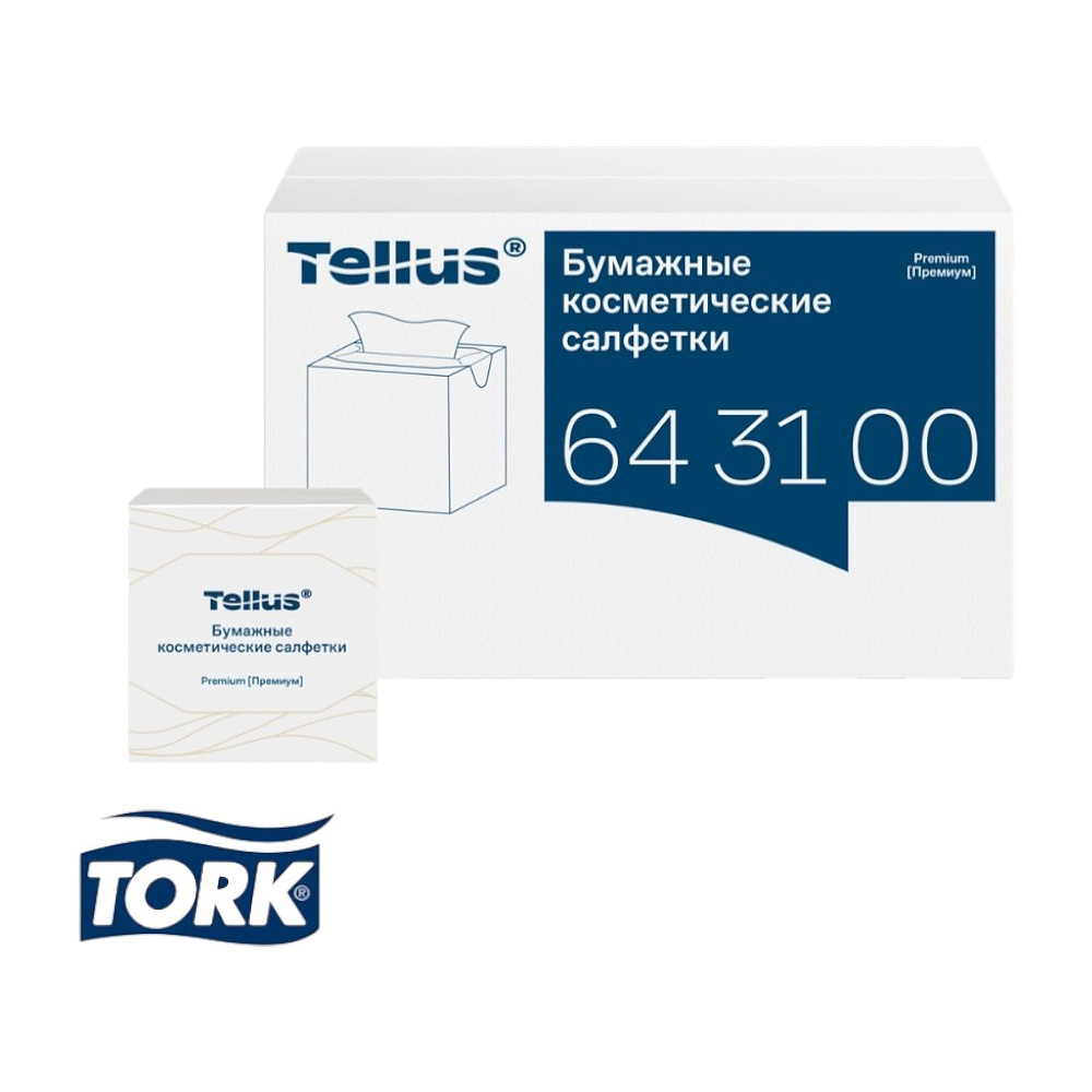 Салфетки Tellus Премиум для лица, 90 шт/упак, в кубе, белые