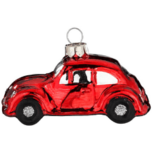 Украшение елочное "Машина", 4 см, стекло, красный