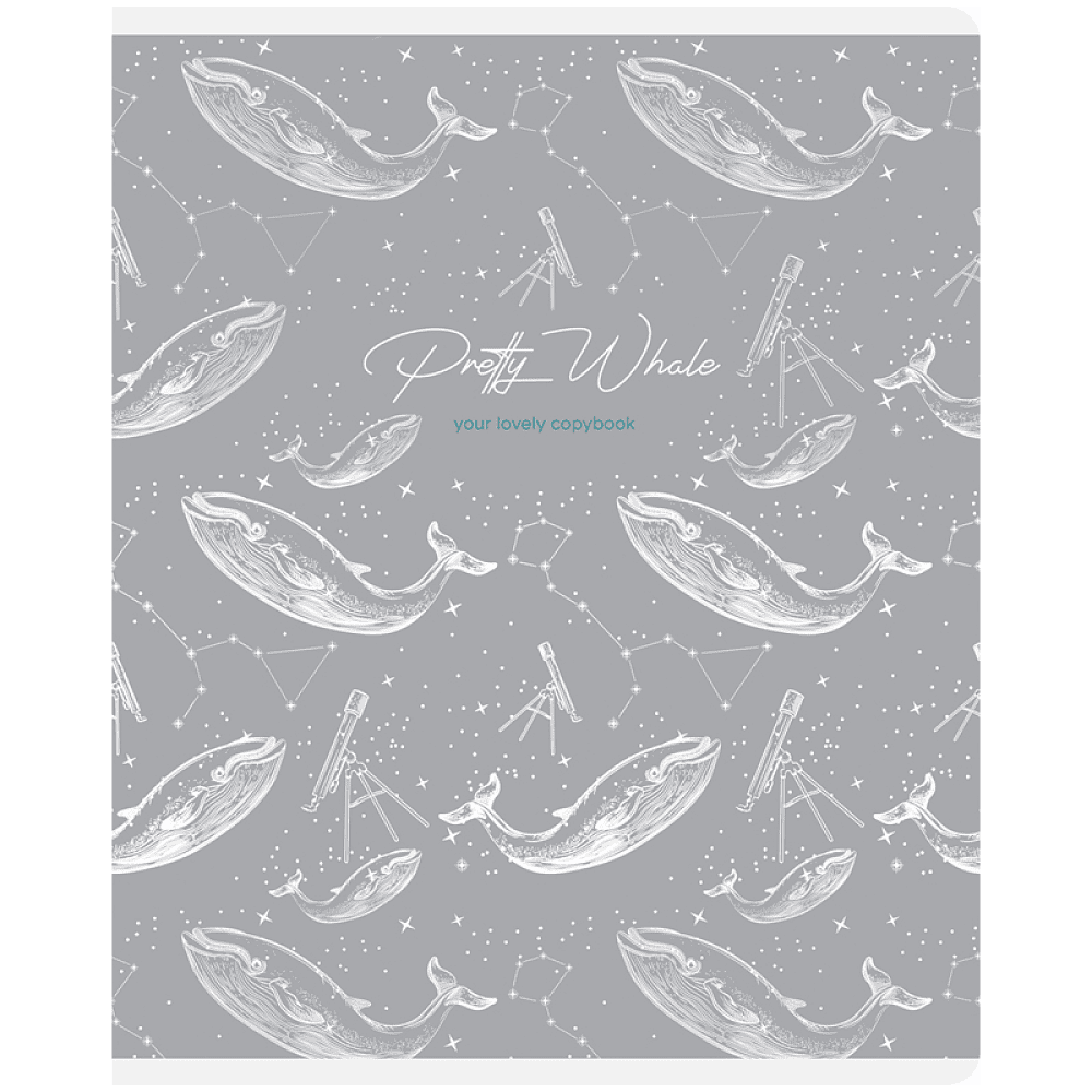 Тетрадь "Pretty whale", А5, 48 листов, клетка, ассорти - 5