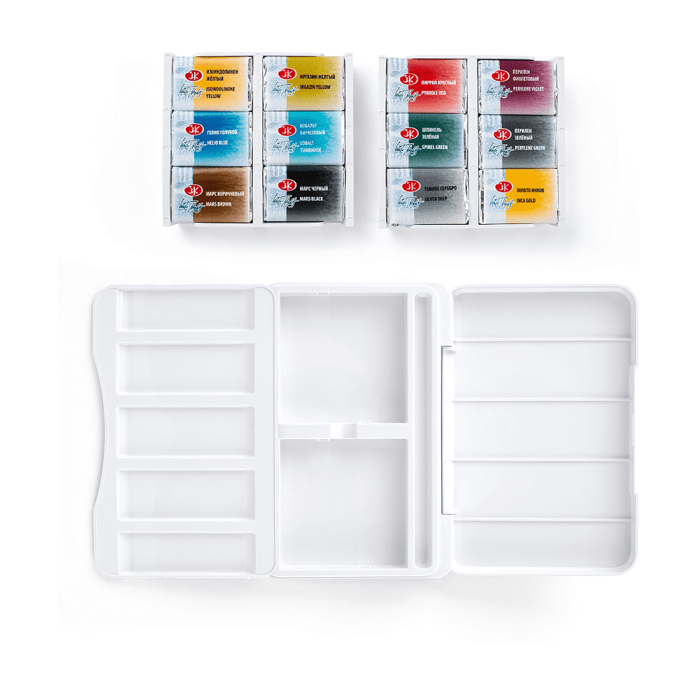 Краски акварельные "Белые ночи Русские сказки", набор 12 цветов, кюветы - 2