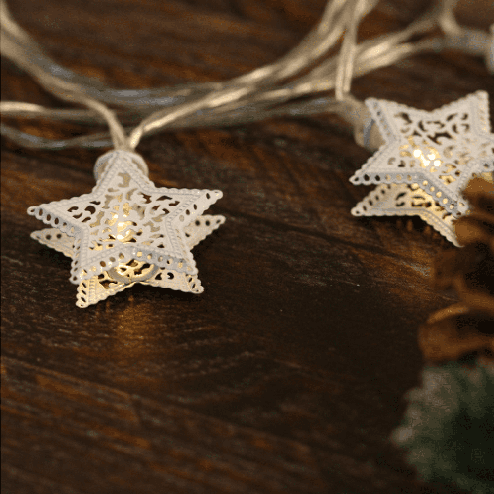 Гирлянда электрическая LED "Нить" с насадками "Ажурная звезда" 2 м, тепло-белый - 3