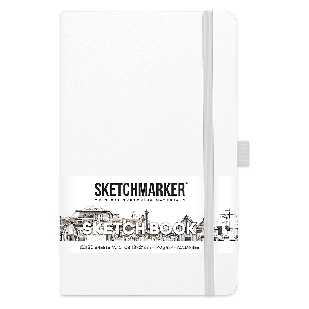 Скетчбук "Sketchmarker", 13x21 см, 140 г/м2, 80 листов, белый