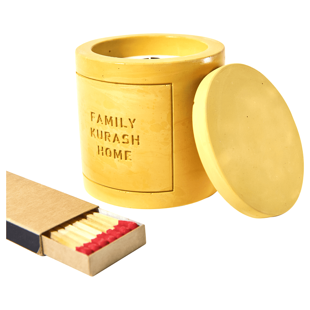 Свеча декоративная со спичками "Family Kurash Home Круг", ароматизированная, желтый - 3