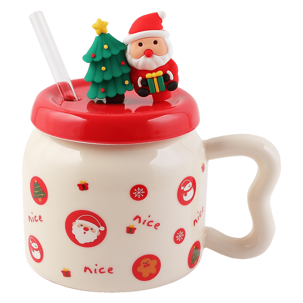 Кружка керамическая "Новый год", 450 мл, с крышкой, ассорти - 3