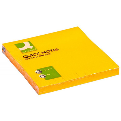Бумага для заметок "Q-Connect", 76x76 мм, 75 листов, оранжевый неон