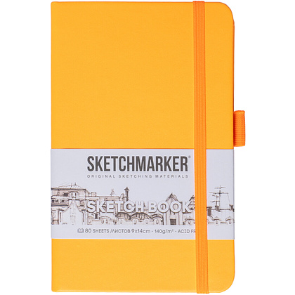 Скетчбук "Sketchmarker", 9x14 см, 140 г/м2, 80 листов, оранжевый неон