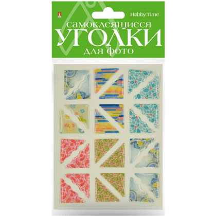 Наклейки-уголки "HobbyTime" для крепления фото, 24 шт, разноцветные