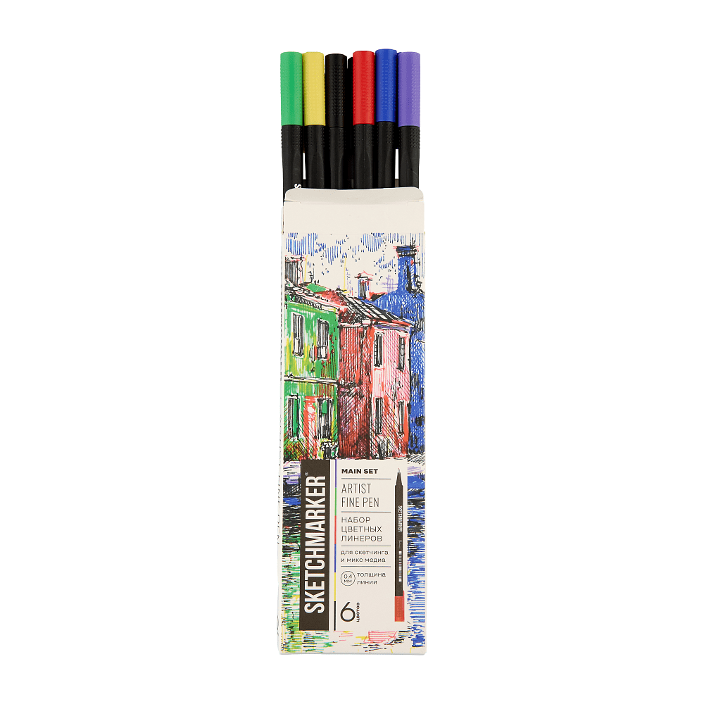 Ручка капиллярная "Sketchmarker Artist fine pen Main", 6 шт - 10